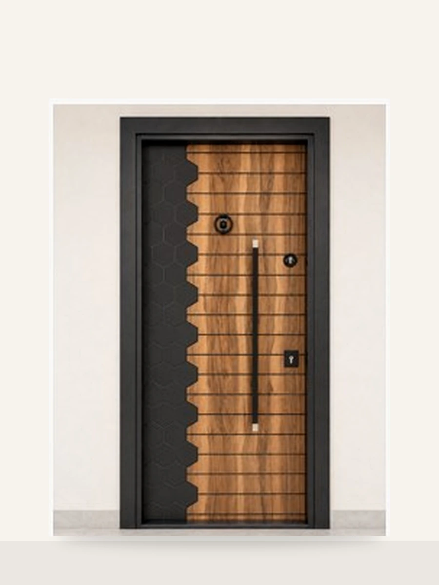 Porte Blindée Hexa Wood, référence PB-012 — Blouk Bois