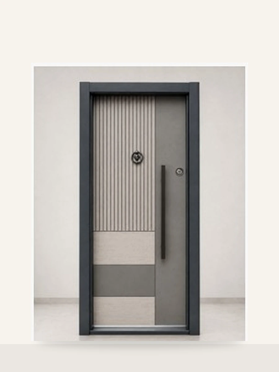 Porte Blindée Split Ribbed Ash, référence PB-018 — Blouk Bois