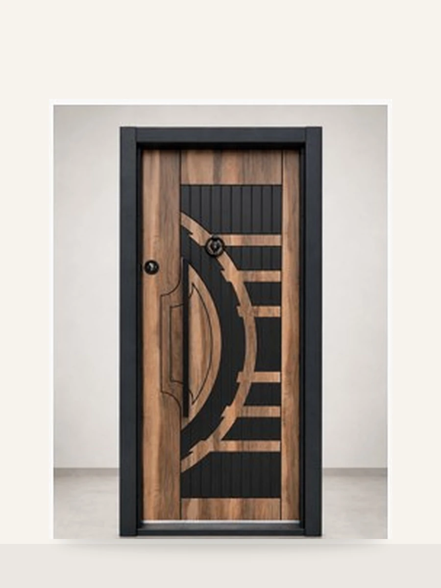 Porte Blindée Arc Geometry Walnut, référence PB-019 — Blouk Bois