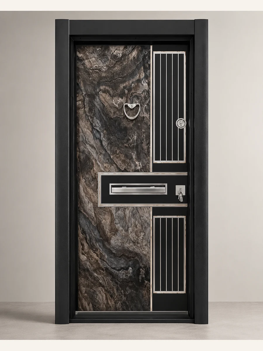 Porte Blindée Stone Grid Prestige, référence PB-034 — Blouk Bois