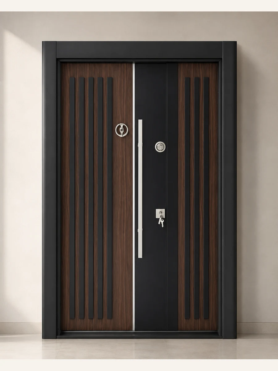 Porte Ville Noyer Vertical Noir, référence PV-001 — Blouk Bois