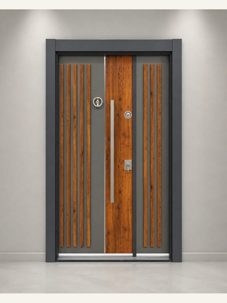 Porte Ville Graphite Bois Central, référence PV-002 — Blouk Bois
